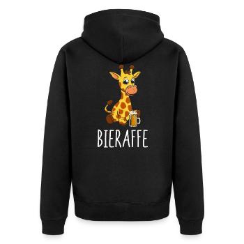 Bier Giraffe Bieraffe Bierliebhaber Tier - Unisex Premium Bio Zip Hoodie - Schwarz - Hinten - Nico (187cm)