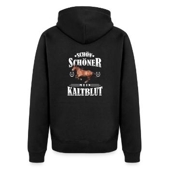 Schön Schöner Mein Kaltblut - Unisex Premium Bio Zip Hoodie - Schwarz - Hinten - Nico (187cm)