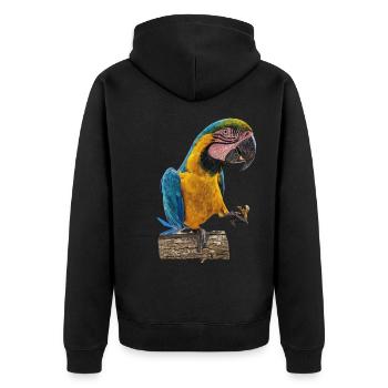The blue and yellow macaw - Unisex Premium Organic Zip Hoodie - black - Back - Nico (187cm)