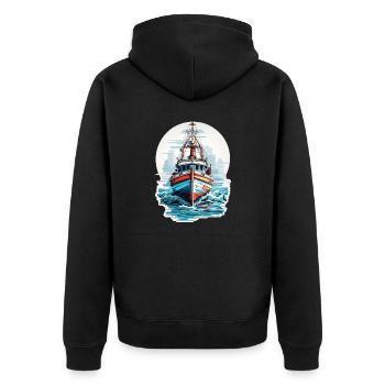 Sailing at sunset in one - Unisex Premium Organic Zip Hoodie - black - Back - Nico (187cm)