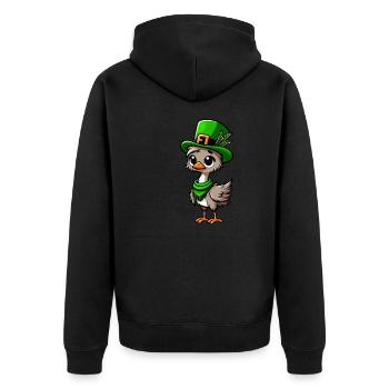 St. Patrick's Emu & Maine Coon - Unisex Premium Bio Zip Hoodie - Schwarz - Hinten - Nico (187cm)