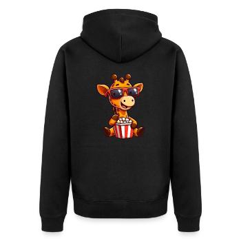 Coole Giraffe Popcorn Kino Film Filmliebhaber Film - Unisex Premium Bio Zip Hoodie - Schwarz - Hinten - Nico (187cm)