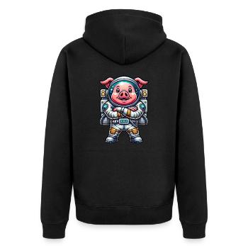 Astronaut Pig Space Universe Cosmonaut - Unisex Premium Organic Zip Hoodie - black - Back - Nico (187cm)