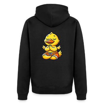 Duck Meditation Inner Peace Yoga Relax - Unisex Premium Organic Zip Hoodie - black - Back - Nico (187cm)