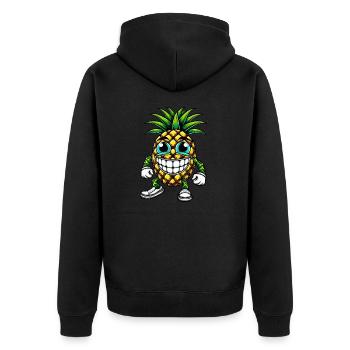 Ananas Frucht fruchtig sommer cool süß Cartoon - Unisex Premium Bio Zip Hoodie - Schwarz - Hinten - Nico (187cm)