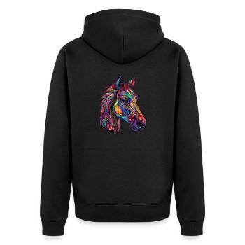 Falkenstein Thoroughbred Riding Statement - Unisex Premium Organic Zip Hoodie - black - Back - Nico (187cm)
