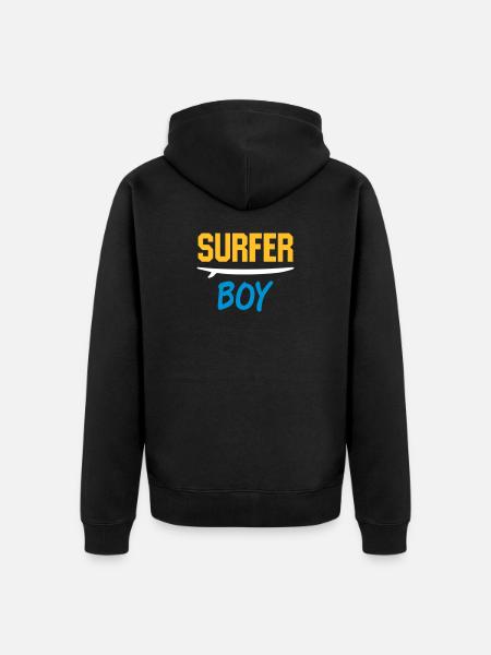 Surfer boy (surfboard) - Unisex Premium Organic Zip Hoodie - black