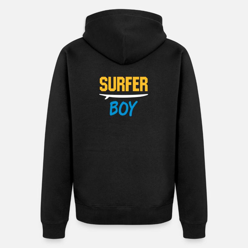 Surfer boy (planche de surf) - Veste à capuche bio Premium Unisexe - noir