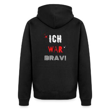 Ich war brav Weihnachten Nikolaus Funshirt - Unisex Premium Bio Zip Hoodie - Schwarz - Hinten - Nico (187cm)