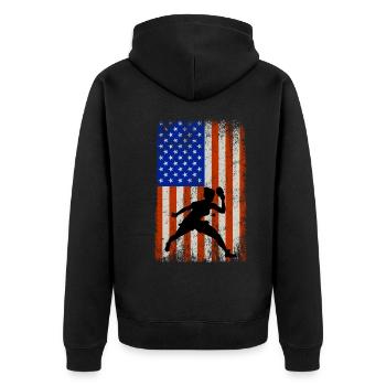 Drapeau américain Ping Pong Joueur de tennis de table - Veste à capuche bio Premium Unisexe - noir - Dos - Nico (187cm)