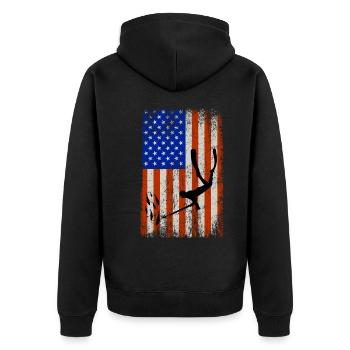 Amerikanische Flagge USA Speerfischen Speerfischen Angeln - Unisex Premium Bio Zip Hoodie - Schwarz - Hinten - Nico (187cm)