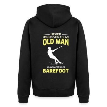 Barefoot skiing Water Sport Motorboat Dad Grandpa - Unisex Premium Organic Zip Hoodie - black - Back - Nico (187cm)
