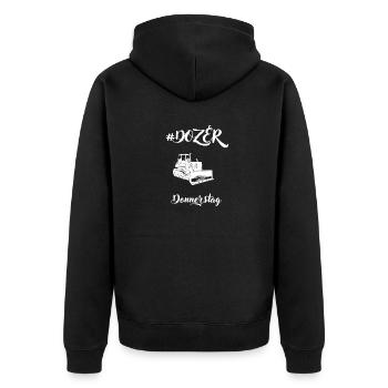 DOZER Donnerstag - Unisex Premium Bio Zip Hoodie - Schwarz - Hinten - Nico (187cm)