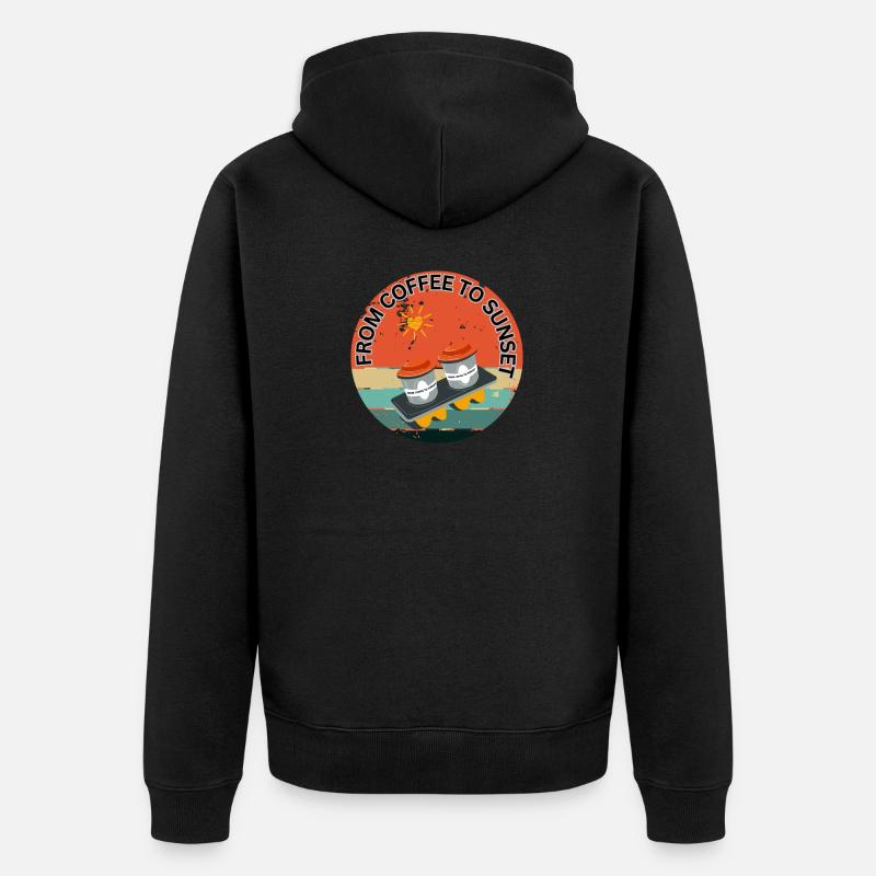 FROM COFFEE TO SUNSET - Unisex Premium Bio Zip Hoodie - Schwarz