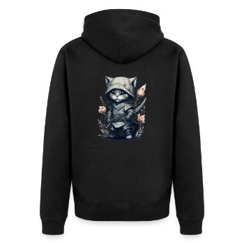 Un combattant invincible : Ninja Cat - Veste à capuche bio Premium Unisexe - noir - Dos - Nico (187cm)