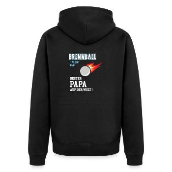 Brennball Bester Papa Vater Vatertag Geburtstag - Unisex Premium Bio Zip Hoodie - Schwarz - Hinten - Nico (187cm)