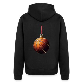 FROHE WEIHNACHTEN BASKETBALL - Unisex Premium Bio Zip Hoodie - Schwarz - Hinten - Nico (187cm)