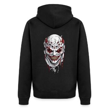 Scary Halloween Psychopath Mask Design - Veste à capuche bio Premium Unisexe - noir - Dos - Nico (187cm)