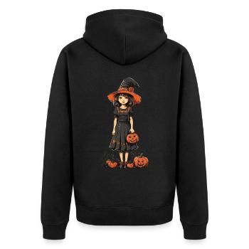 Vintage Witches Halloween Retro Trick or Treat - Unisex Premium Organic Zip Hoodie - black - Back - Nico (187cm)
