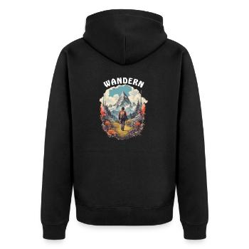 Wandern Ziel die Alpenüberquerung - Unisex Premium Bio Zip Hoodie - Schwarz - Hinten - Nico (187cm)