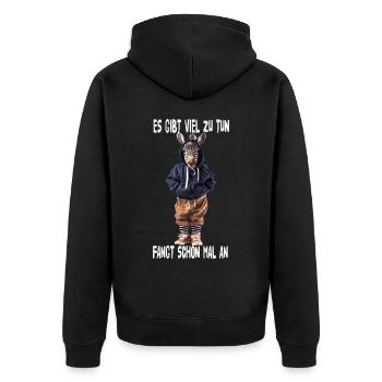 There's a lot to do, let's start - Unisex Premium Organic Zip Hoodie - black - Back - Nico (187cm)
