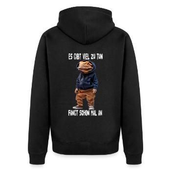 There's a lot to do, let's start - Unisex Premium Organic Zip Hoodie - black - Back - Nico (187cm)