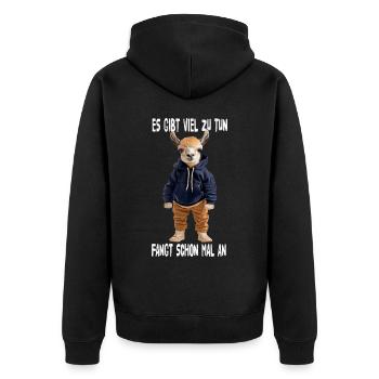 There's a lot to do, let's start - Unisex Premium Organic Zip Hoodie - black - Back - Nico (187cm)