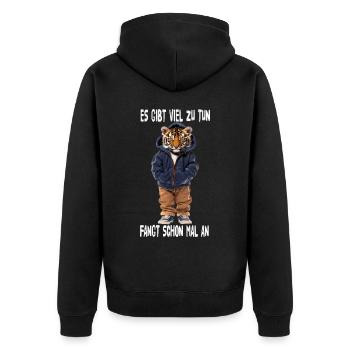 There's a lot to do, let's start - Unisex Premium Organic Zip Hoodie - black - Back - Nico (187cm)