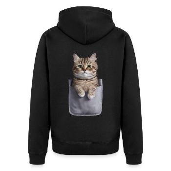 Ragdoll-Katze in der Tasche Geschenk - Unisex Premium Bio Zip Hoodie - Schwarz - Hinten - Nico (187cm)