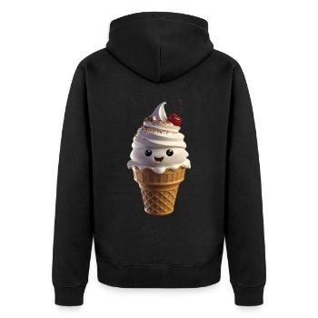 Fröhliches Eis - Unisex Premium Bio Zip Hoodie - Schwarz - Hinten - Nico (187cm)