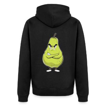 Birne - Unisex Premium Bio Zip Hoodie - Schwarz - Hinten - Nico (187cm)