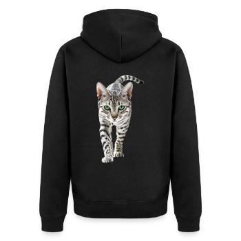 Ägyptische Mau - Unisex Premium Bio Zip Hoodie - Schwarz - Hinten - Nico (187cm)