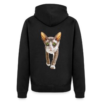 Cornish Rex - Unisex Premium Bio Zip Hoodie - Schwarz - Hinten - Nico (187cm)
