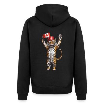Tiger - Unisex Premium Bio Zip Hoodie - Schwarz - Hinten - Nico (187cm)