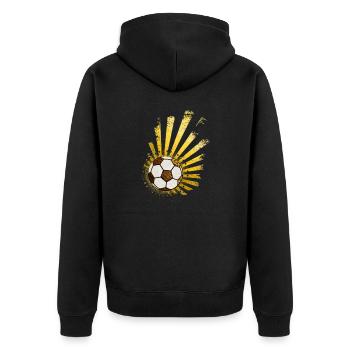 Fußball-Design (Sterne) 03 - Unisex Premium Bio Zip Hoodie - Schwarz - Hinten - Nico (187cm)