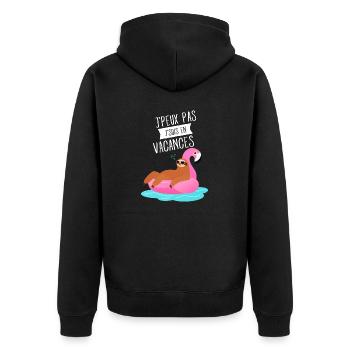 J'Peux Pas J'suis En Vacances Paresseux Flamant - Unisex Premium Organic Zip Hoodie - black - Back - Nico (187cm)