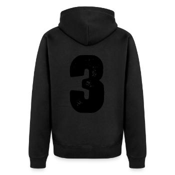 Maillot numéro 3 - Veste à capuche bio Premium Unisexe - noir - Dos - Nico (187cm)