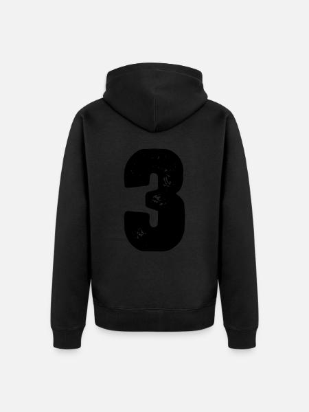 3 Zahl Trikot - Unisex Premium Bio Zip Hoodie - Schwarz