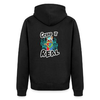 Creep It Real- Crypto Clown - Unisex Premium Organic Zip Hoodie - black - Back - Nico (187cm)