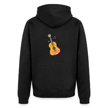 Ein guter Tag beginnt mit Musik - Unisex Premium Bio Zip Hoodie - Schwarz - Hinten - Nico (187cm)