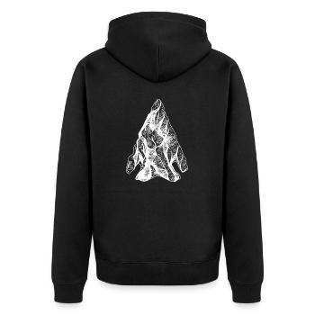Arrowhead Hunting Pfeilspitzen Sammler - Unisex Premium Bio Zip Hoodie - Schwarz - Hinten - Nico (187cm)