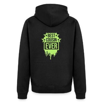 best cousin ever quote - Unisex Premium Organic Zip Hoodie - black - Back - Nico (187cm)