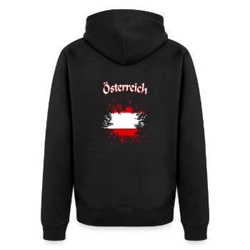 Österreich - Unisex Premium Bio Zip Hoodie - Schwarz - Hinten - Nico (187cm)