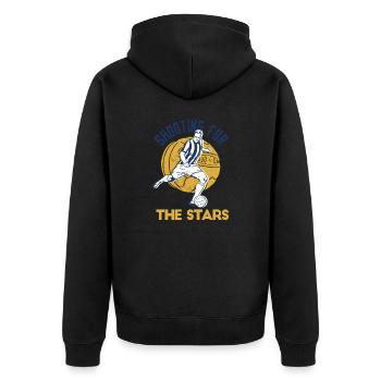 Shooting For The Stars Retro Cool Football Designs - Unisex Premium Bio Zip Hoodie - Schwarz - Hinten - Nico (187cm)