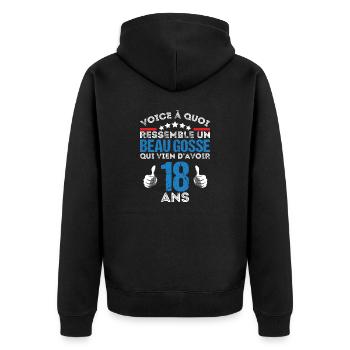 Voici à quoi ressemble un beau gosse anniv 18 ans - Veste à capuche bio Premium Unisexe - noir - Dos - Nico (187cm)
