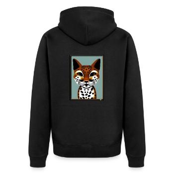 Schönes Ozelot Gemälde - Unisex Premium Bio Zip Hoodie - Schwarz - Hinten - Nico (187cm)