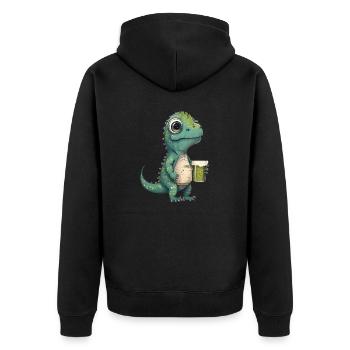 Cute dinosaur drinking a glass of beer - Unisex Premium Organic Zip Hoodie - black - Back - Nico (187cm)