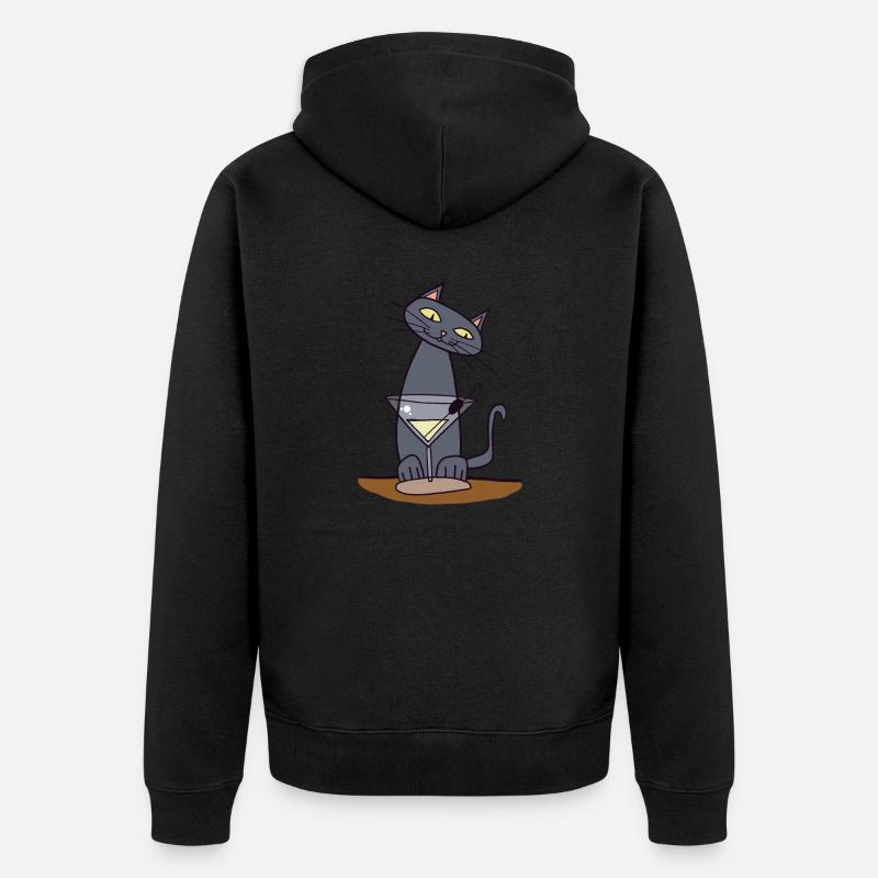 Chat avec martini - Veste à capuche bio Premium Unisexe - noir