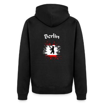 Berlin, Berliner Bär - Unisex Premium Bio Zip Hoodie - Schwarz - Hinten - Nico (187cm)