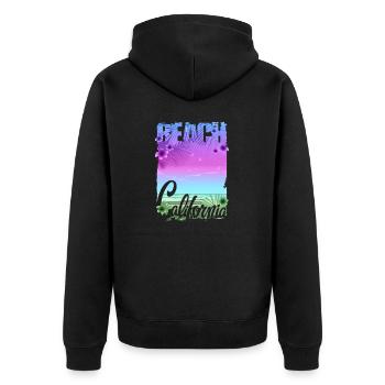 Vintage Blumen Strand Kalifornien Retro Garten USA - Unisex Premium Bio Zip Hoodie - Schwarz - Hinten - Nico (187cm)